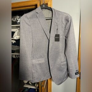 Kenneth Cole AWEARNESS Slim Fit Stretch Knit Blazer – 44R | Grey Plaid